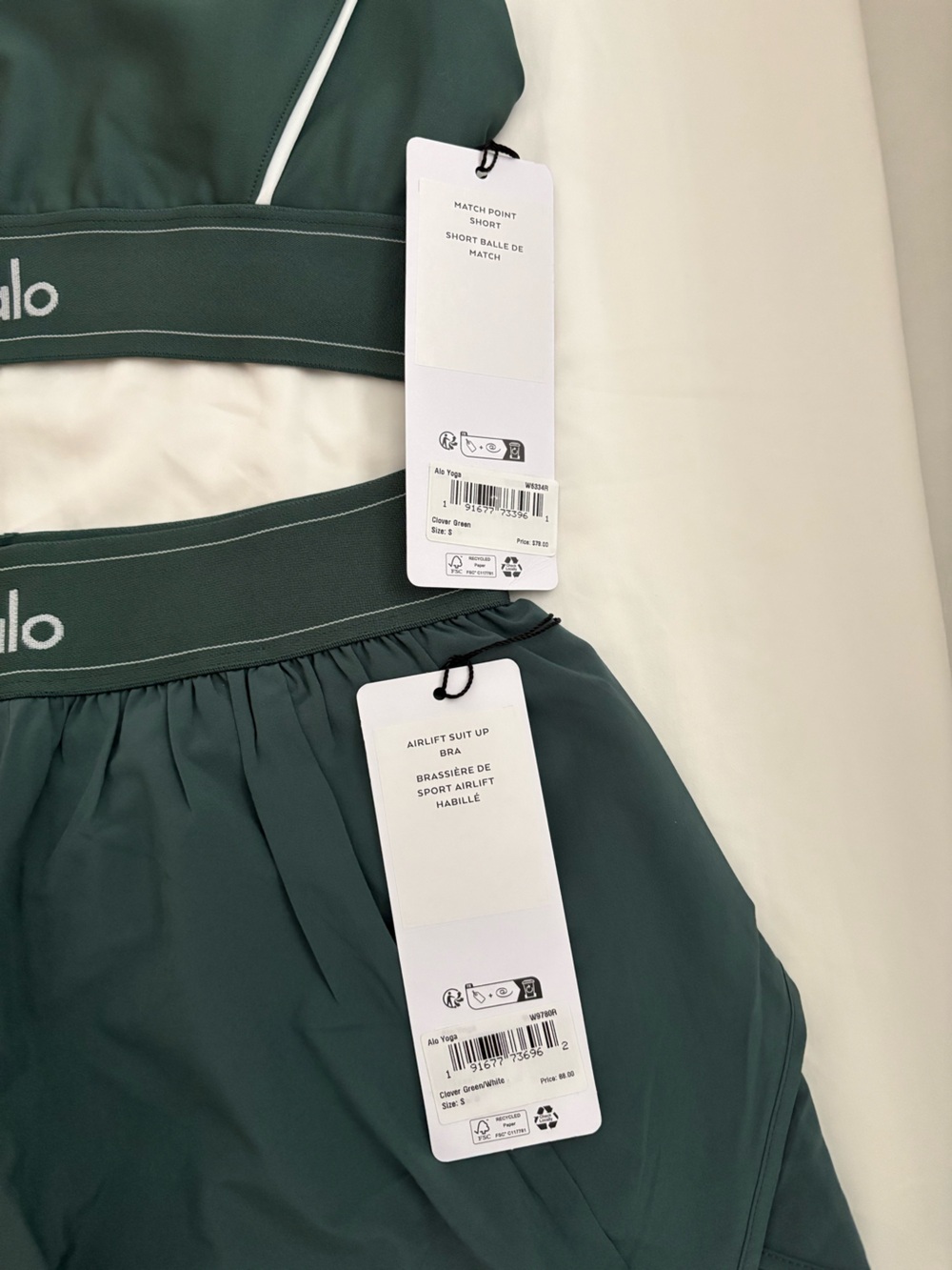 Alo yoga set airlift suit up bra and match point short size s both BNWT - Picture 2 of 6